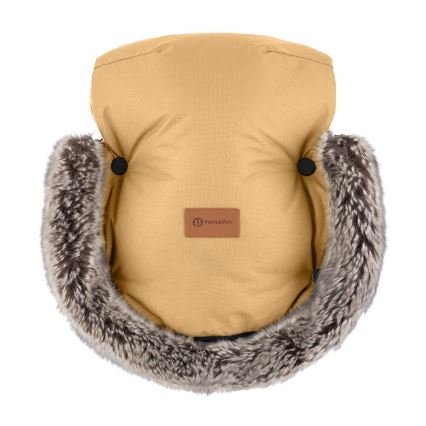 PETITE&MARS - SADA Detský fusak 4v1 COMFY + rukávniky na kočík FURRY Elegant Caramel