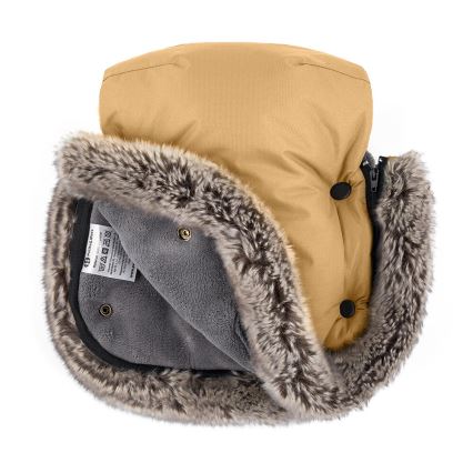 PETITE&MARS - SADA Detský fusak 4v1 COMFY + rukávniky na kočík FURRY Elegant Caramel