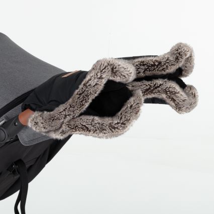 PETITE&MARS - SADA Detský fusak 4v1 COMFY + rukávniky na kočík FURRY Forever Black