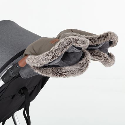 PETITE&MARS - SADA detský fusak 4v1 COMFY + rukávniky na kočík FURRY Mocha Mousse
