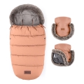 PETITE&MARS - SADA Detský fusak 4v1 COMFY + rukávniky na kočík FURRY Pastel Peach