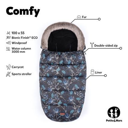 PETITE&MARS - SADA Detský fusak 4v1 COMFY + rukávniky na kočík FURRY Rose Petal