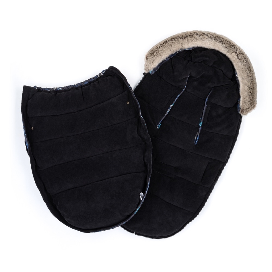 PETITE&MARS - SADA Detský fusak 4v1 COMFY Stylish Beauty + rukávniky na kočík FURRY Forever Black