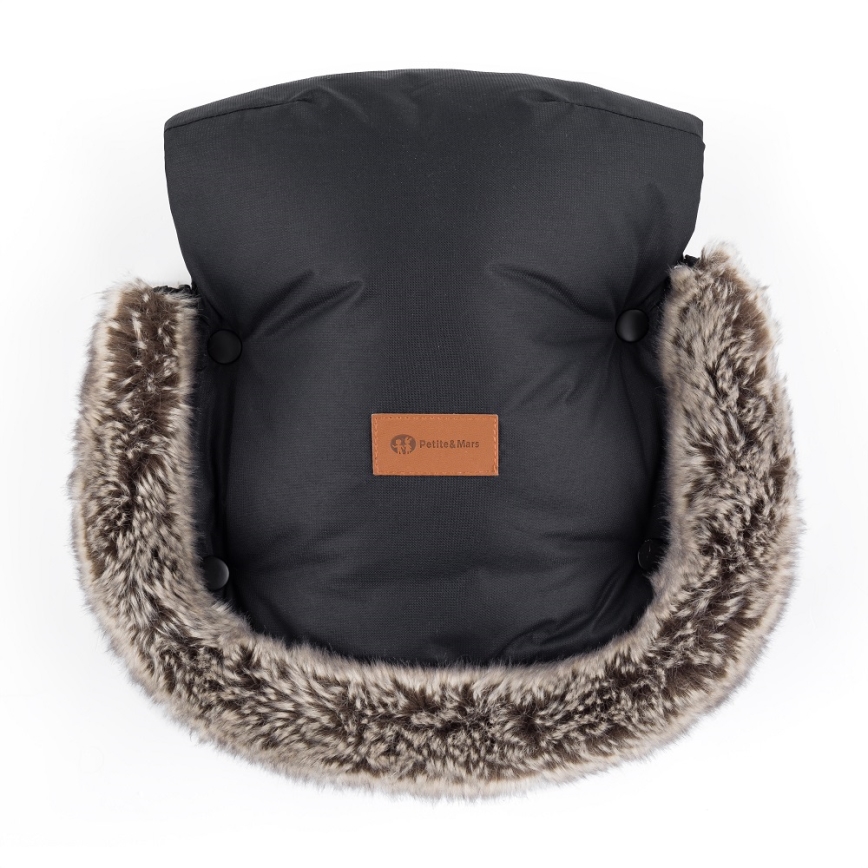 PETITE&MARS - SADA Detský fusak 4v1 COMFY Stylish Beauty + rukávniky na kočík FURRY Forever Black