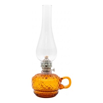Petrolejová lampa MONIKA 34 cm jantarové káro