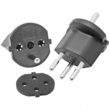 Pevný adaptér pre Švajčiarsko SCHUKO/J 230V IP44 čierny