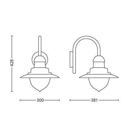 Philips 01652/52/PN - Vonkajšie nástenné svietidlo MYGARDEN RAINDROP 1xE27/60W/230V IP44