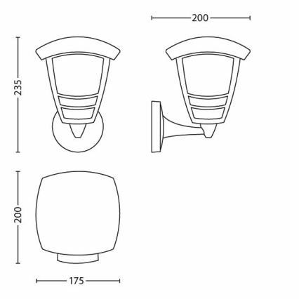 Philips 15380/30/16 - Vonkajšie nástenné svietidlo MYGARDEN CREEK 15380/30/16 1xE27/60W/230V