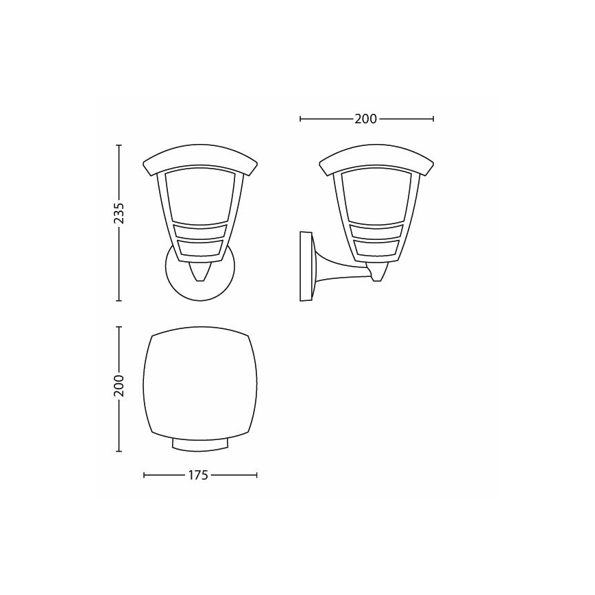 Philips 15380/30/16 - Vonkajšie nástenné svietidlo MYGARDEN CREEK 15380/30/16 1xE27/60W/230V