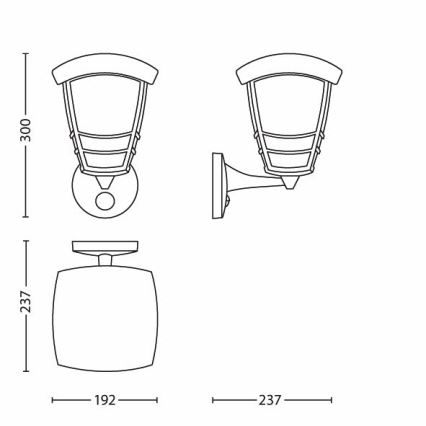Philips 15468/31/16 - Vonkajšie nástenné svietidlo s čidlom STREAM 1xE27/60W/230V IP44