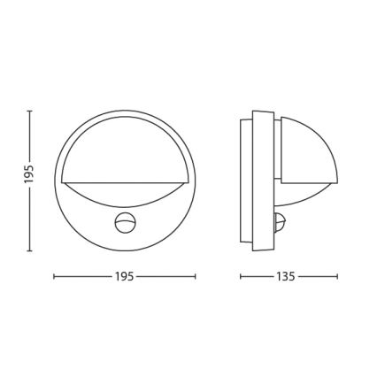 Philips - Vonkajšie nástenné svietidlo so senzorom E27/12W IP44