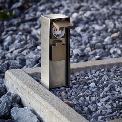 Philips 17108/47/16 - Vonkajší zásuvkový stĺpik MYGARDEN ROCK 230V