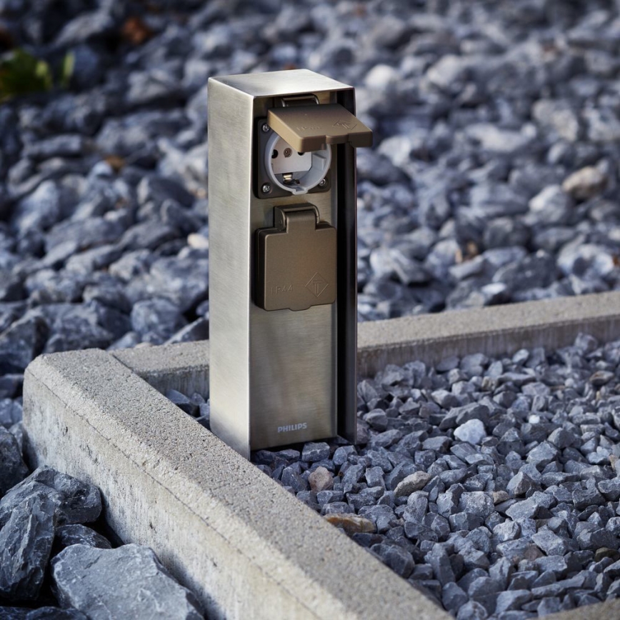 Philips 17108/47/16 - Vonkajší zásuvkový stĺpik MYGARDEN ROCK 230V