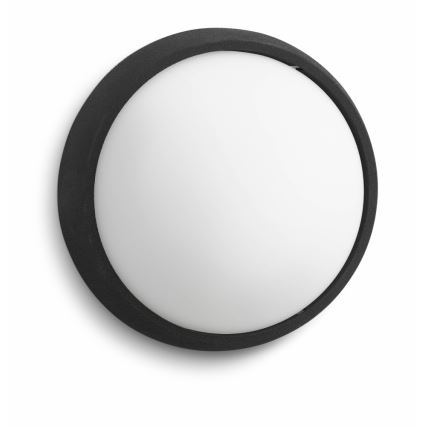 Svetlo - je pripevnené na stene - má okrúhly tvar s bielym difúzorom a čiernym rámom.