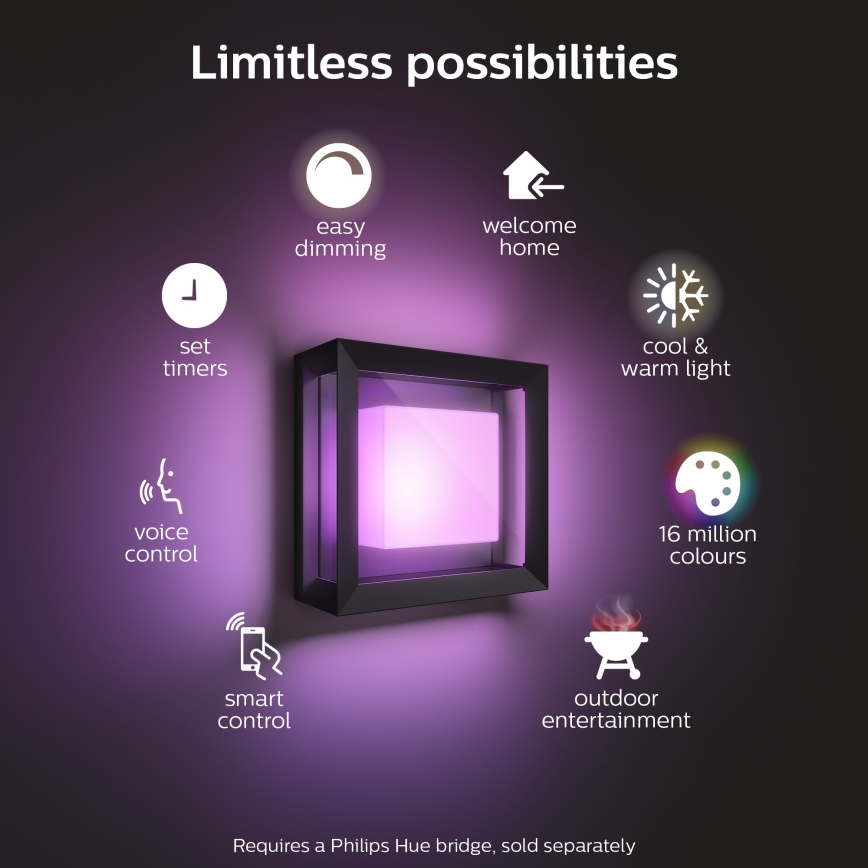 Philips 17438/30/P7 - LED RGB Vonkajšie nástenné svietidlo HUE ECONIC LED/15W/230V IP44