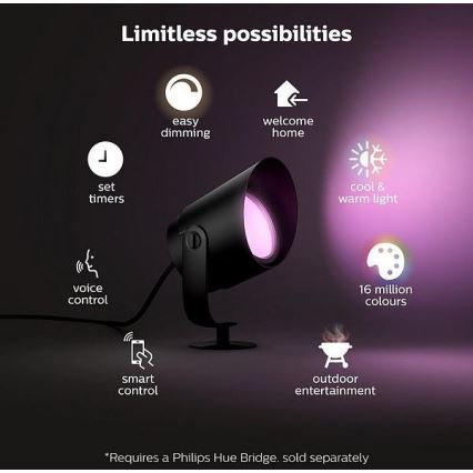 Philips - LED RGB Stmievateľná vonkajšia lampa Hue LILY LED/15W/230V IP65