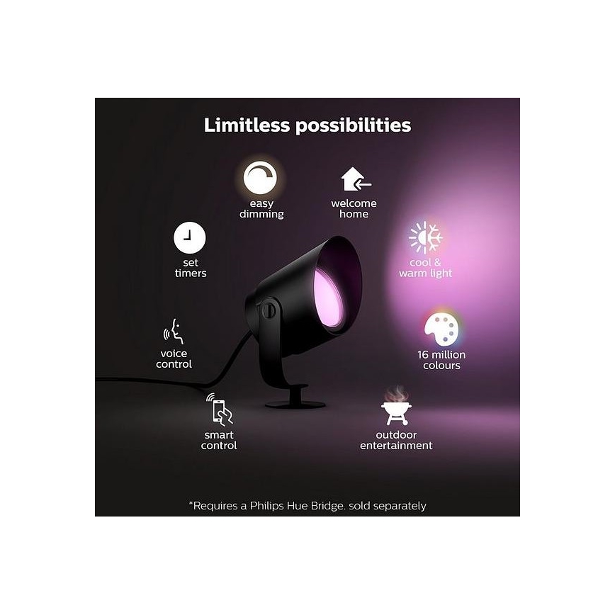 Philips - LED RGB Stmievateľná vonkajšia lampa Hue LILY LED/15W/230V IP65