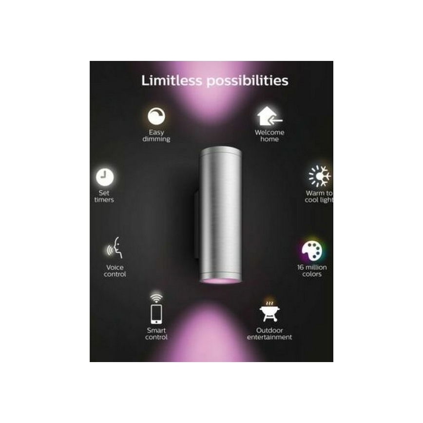 Philips - LED RGBW Stmievateľné vonkajšie nástenné svietidlo Hue APPEAR 2xLED/8W/230V IP44