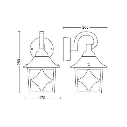 Philips - Vonkajšie nástenné svietidlo 1xE27/60W/230V IP44