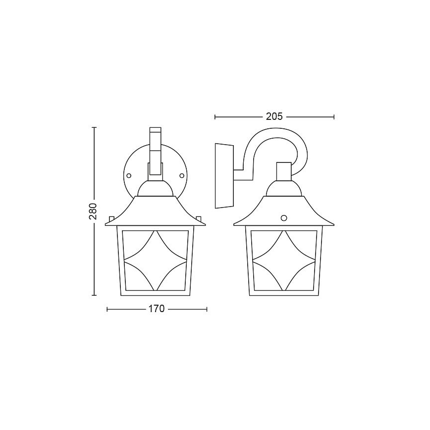 Philips - Vonkajšie nástenné svietidlo 1xE27/60W/230V IP44