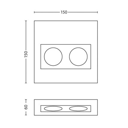 Philips 33466/17/36 - Zásuvka pod kuchynskú linku MYKITCHEN FINESSE 2x230V