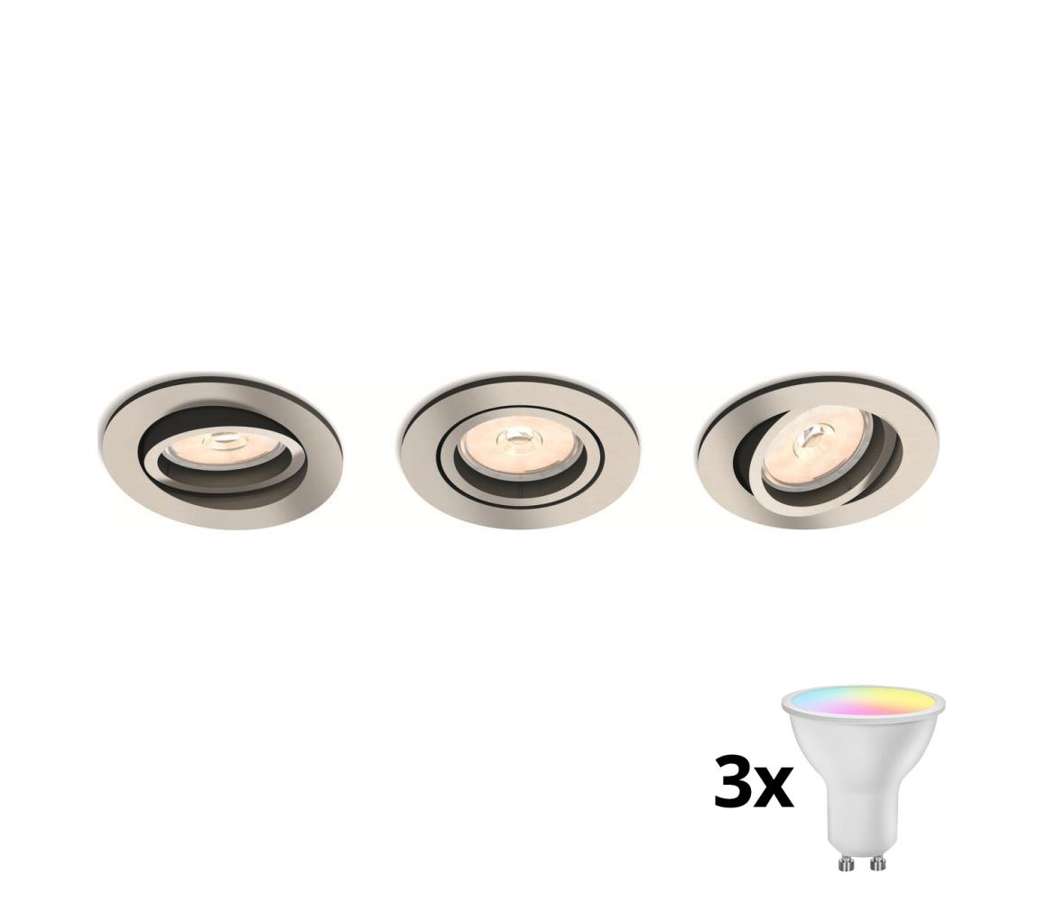 Philips 50393/17/PN - Súprava 3x LED RGBW, stmievateľné podhľadové svietidlá, 1xGU10/4,8W/230V, chróm + diaľkový ovládač P1934+3xAI2362