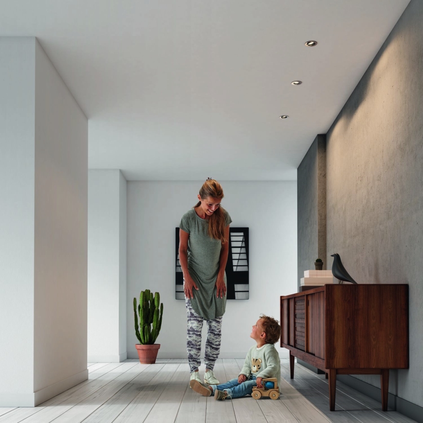 Philips - SADA 3x LED RGBW stmievateľné zapustené stropné svietidlo 1xGU10/4,8W/230V matný chróm + diaľkové ovládanie