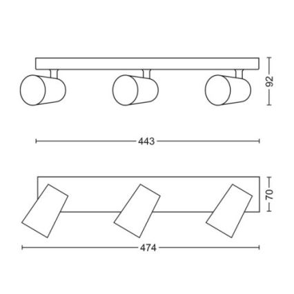 Philips - LED Bodové svietidlo 3xGU10/5,5W/230V