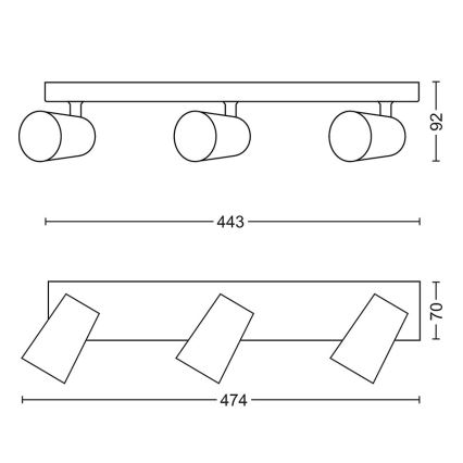 Philips - LED Bodové svietidlo 3xGU10/5,5W/230V