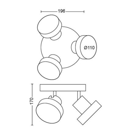 Philips 50603/30/P0 - LED Stmievateľné bodové svietidlo BUKKO 3xLED/4,3W/230V