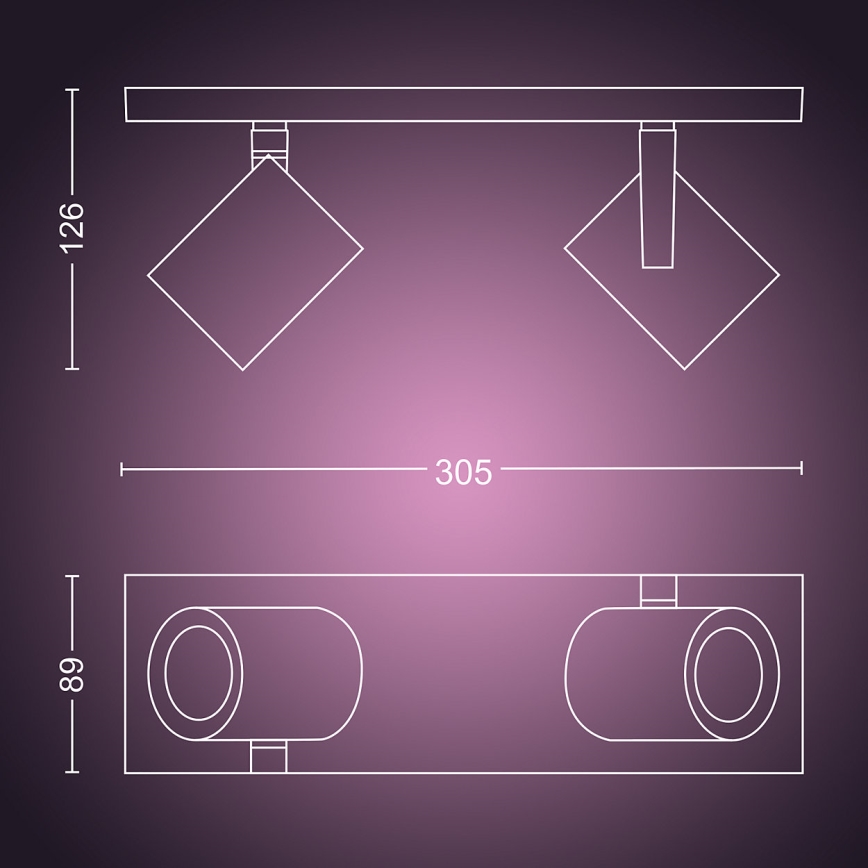 Philips 50622/48/P7 - LED Bodové svietidlo HUE ARGENA 2xGU10/5,7W/230V