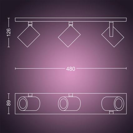 Philips - LED RGBW Stmievateľné bodové svietidlo Hue ARGENA 3xGU10/5,7W/230V