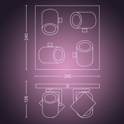 Philips - LED RGBW Stmievateľné bodové svietidlo Hue ARGENA 4xGU10/5,7W/230V