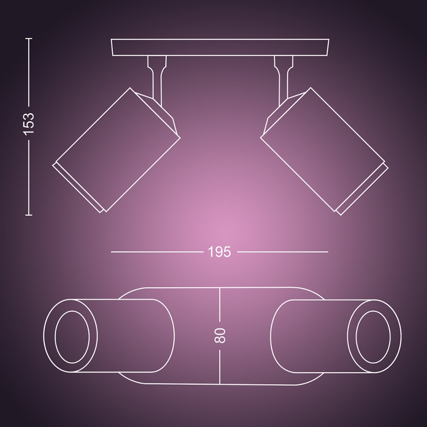 Philips 50632/31/P7 - LED Bodové svietidlo HUE FUGATO 2xGU10/5,7W/230V