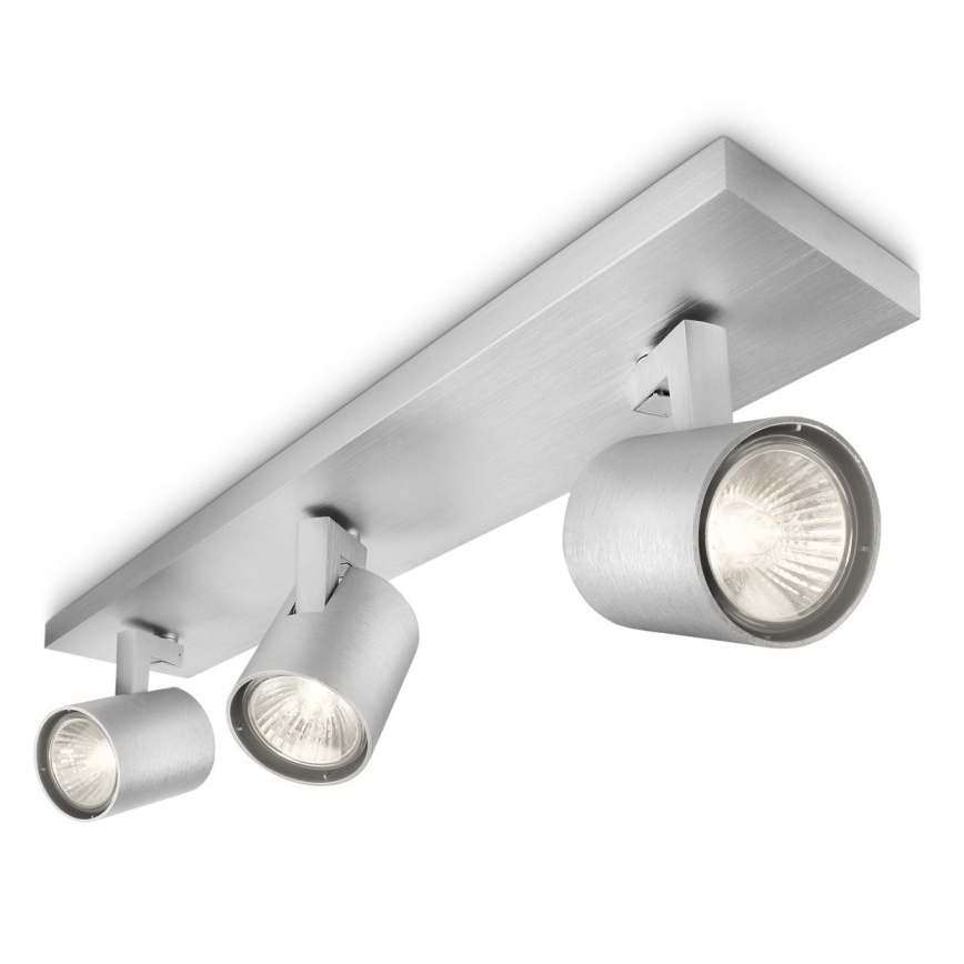 Philips 53093/48/16 - Bodové svietidlo RUNNER strieborné 3xGU10/35W/230V