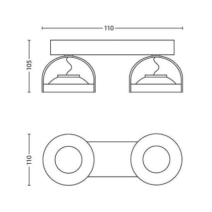 Philips - LED Stmievateľné bodové svietidlo 2xLED/4,5W/230V