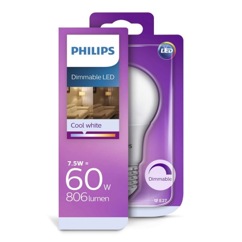 Philips 538625 - LED Stmievateľná žiarovka E27/7,5W/230V 4000K