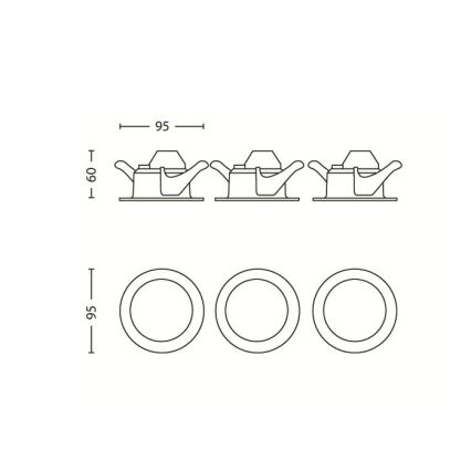 Philips 59100/87/16 - SET 3x LED bodové  svietidlo MYLIVING SCEPTRUM 3xLED/3W