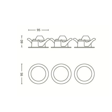 Philips 59100/87/16 - SADA 3x LED bodové zápustné svietidlo MYLIVING SCEPTRUM LED/3W/230V