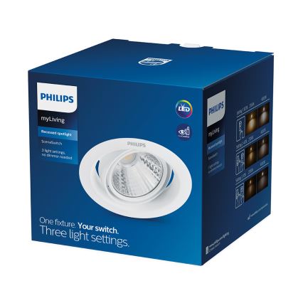 Philips - LED Stmievateľné podhľadové svietidlo SCENE SWITCH 1xLED/3W/230V 2700K