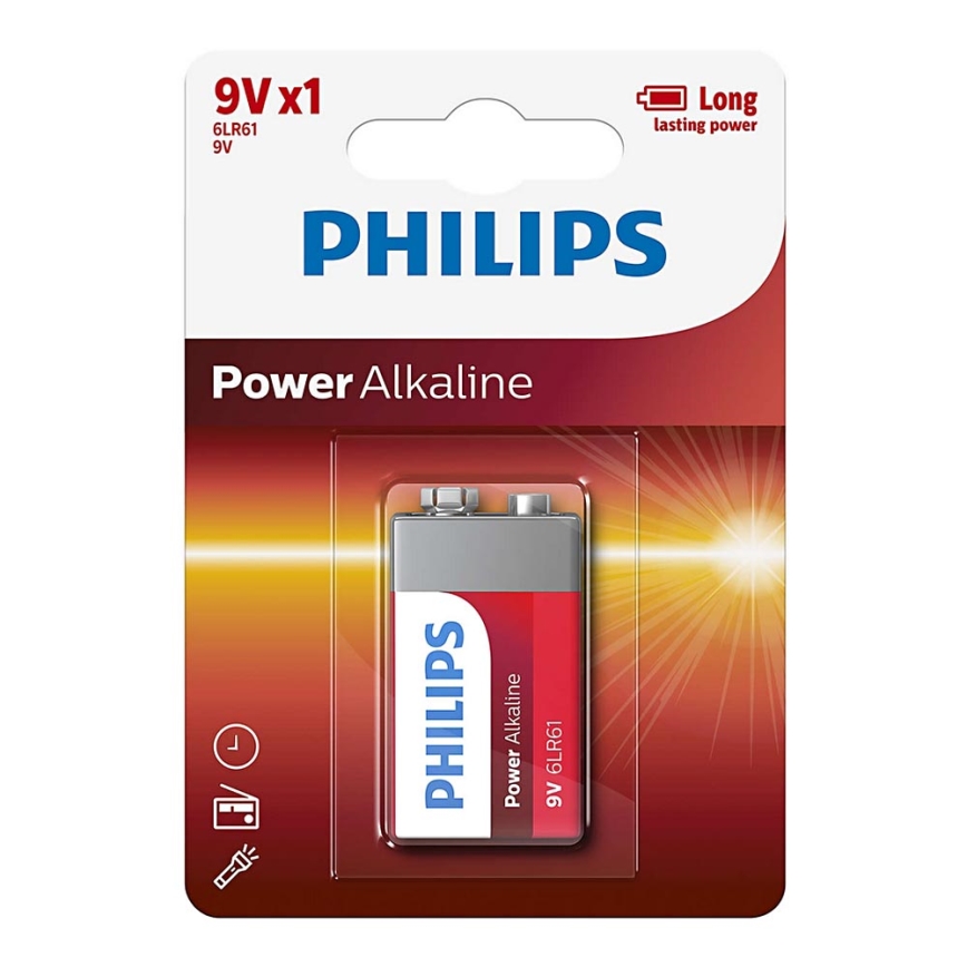 Philips 6LR61P1B/10 - Alkalická batéria 6LR61 POWER ALKALINE 9V 600mAh