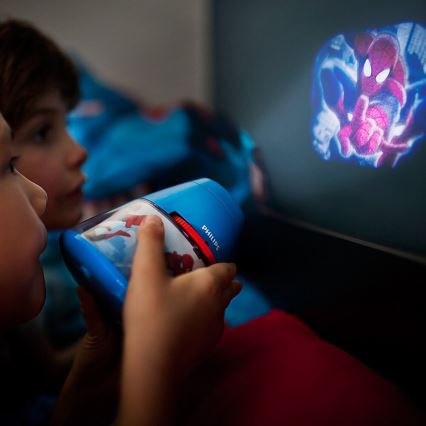 Philips 71769/40/16 - Detská stolná lampa a projektor DISNEY SPIDER-MAN 1xLED/0,1W + 3xLED/0,3W/4,5 V