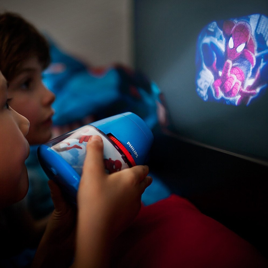Philips 71769/40/16 - Detská stolná lampa a projektor DISNEY SPIDER-MAN 1xLED/0,1W + 3xLED/0,3W/4,5 V
