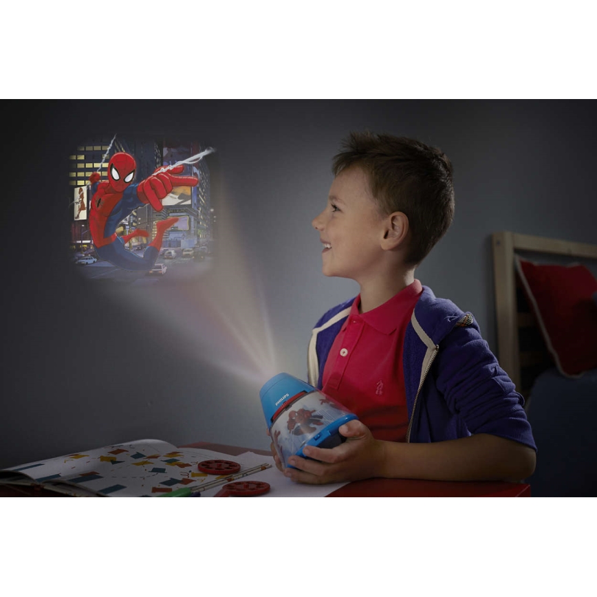 Philips 71769/40/16 - Detská stolná lampa a projektor DISNEY SPIDER-MAN 1xLED/0,1W + 3xLED/0,3W/4,5 V