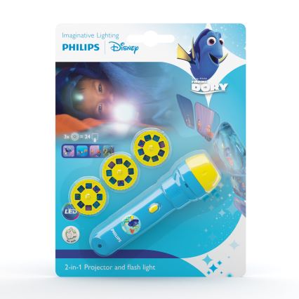 Philips 71788/90/16 - LED Detská baterka a projektor DISNEY DORY LED/3xLR44