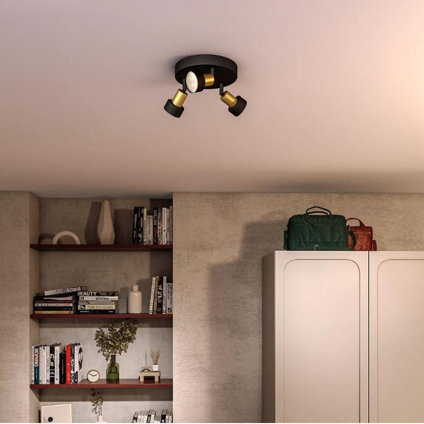 Philips - Bodové svietidlo CONDUIT 3xGU10/5W/230V čierna/mosadz