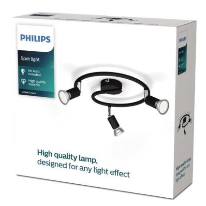 Philips - Bodové svietidlo 3xGU10/50W/230V čierna