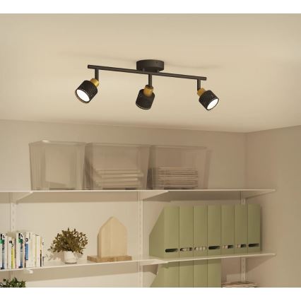 Philips - Bodové svietidlo NIALL 3xGU10/5W/230V čierna/mosadz