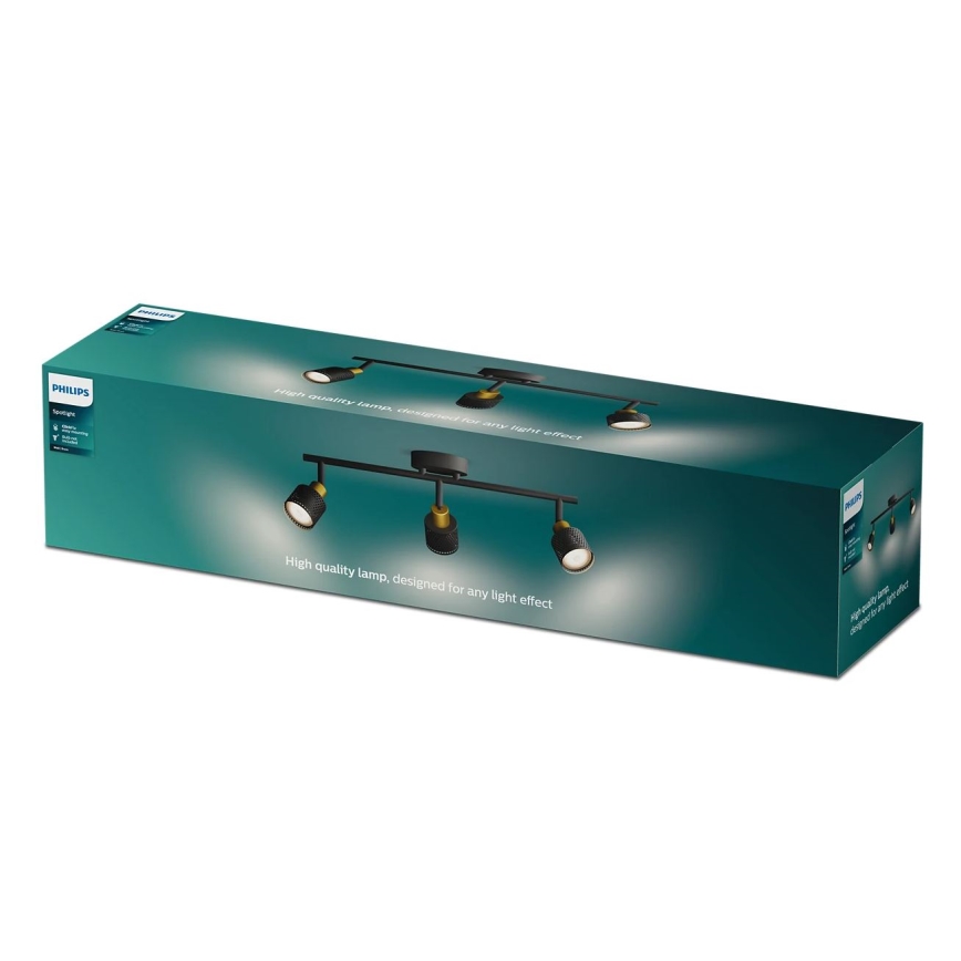 Philips - Bodové svietidlo NIALL 3xGU10/5W/230V čierna/mosadz