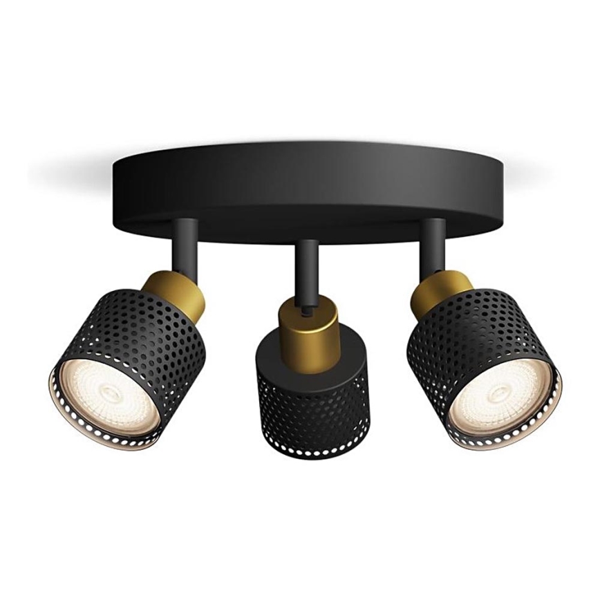 Philips - Bodové svietidlo NIALL 3xGU10/5W/230V čierna/mosadz